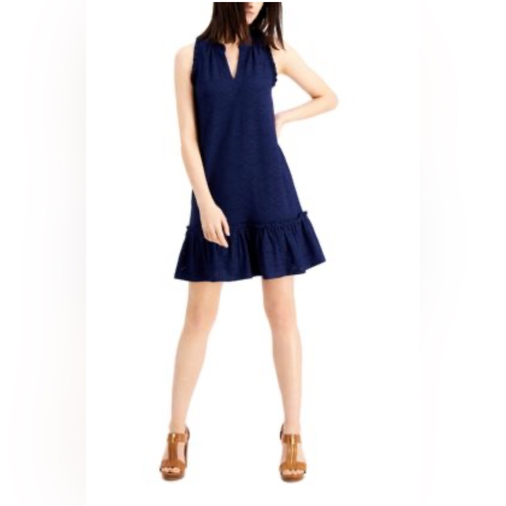 Michael Kors Dark Blue Eyelet Pullover Dress